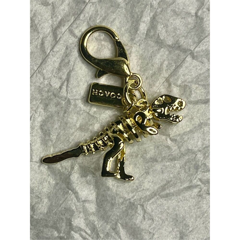 New Gold Dinosaur Zipper Pull Bag Charm Keychain